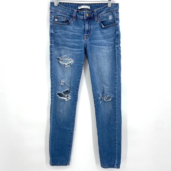 KANCAN Mid Rise Distressed Stretch Skinny Casual Jeans Size 7 / 27 - Picture 2 of 8